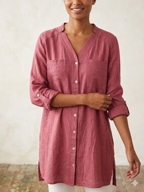 Lily Morgan Textured Button-Up Top in Raspberry Pink